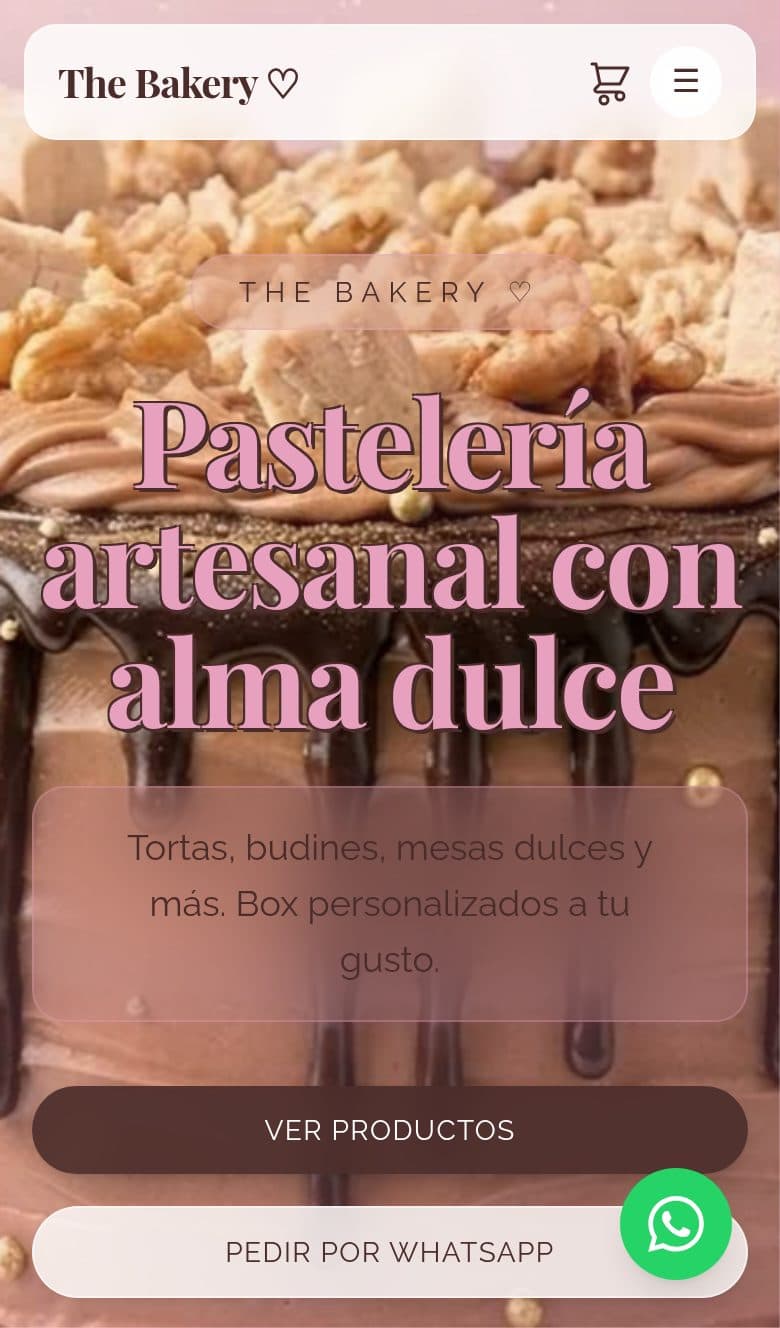 Inicio de The Bakery en el celular