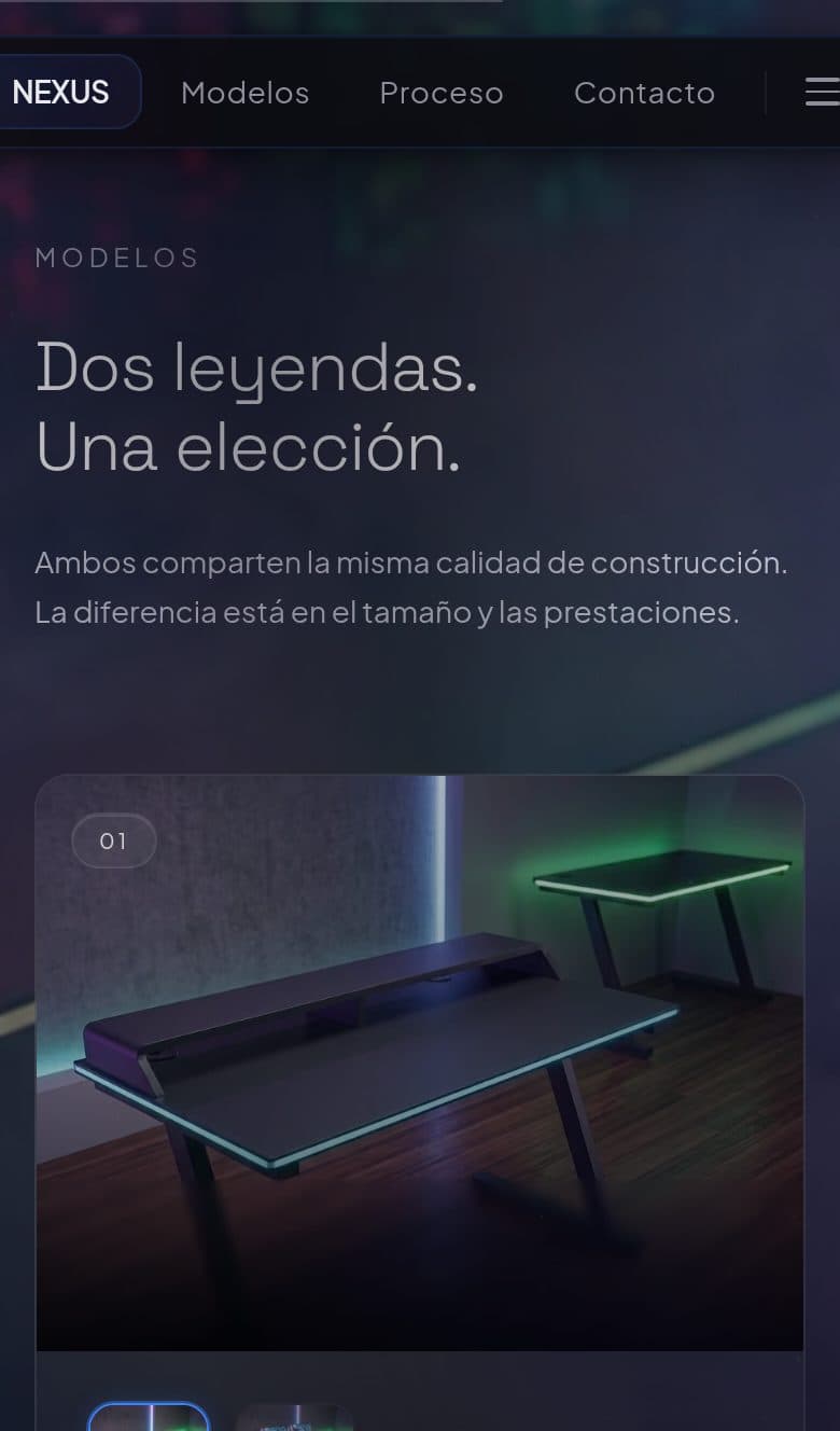 Sección de modelos en el celular