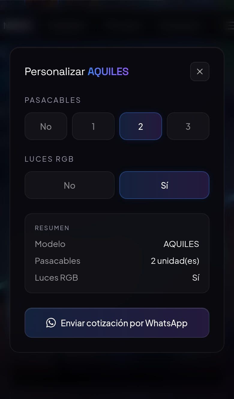 Configurador de personalización en el celular