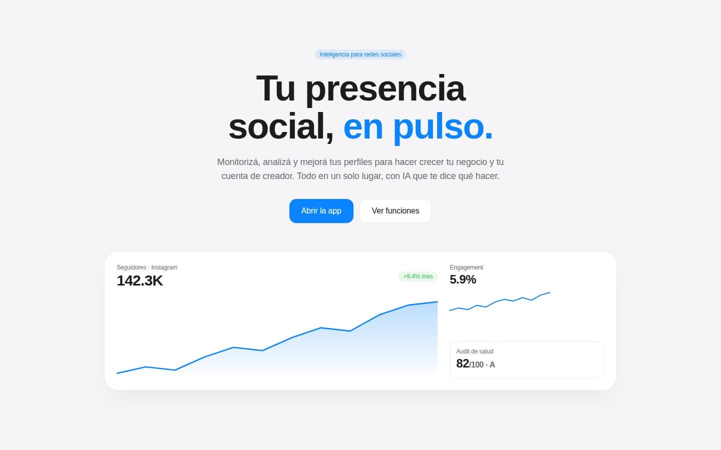 Página de inicio de Pulso: 'Tu presencia social, en pulso'
